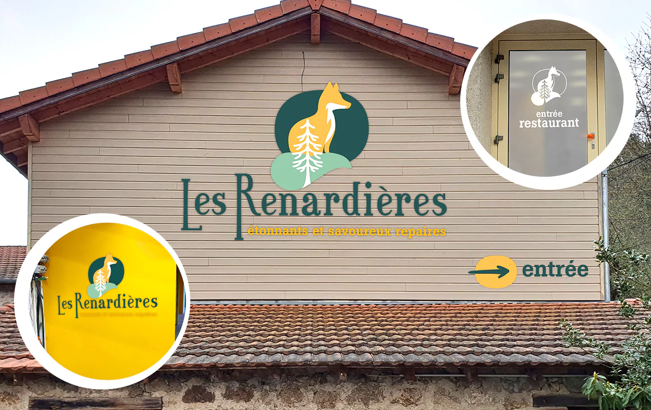 Signaletique façade restaurant les Renardières