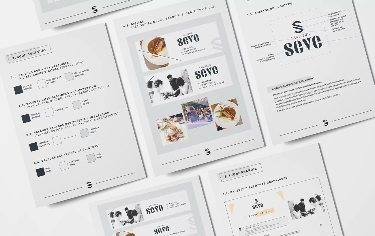 Identité visuelle et charte graphique traiteur Seve